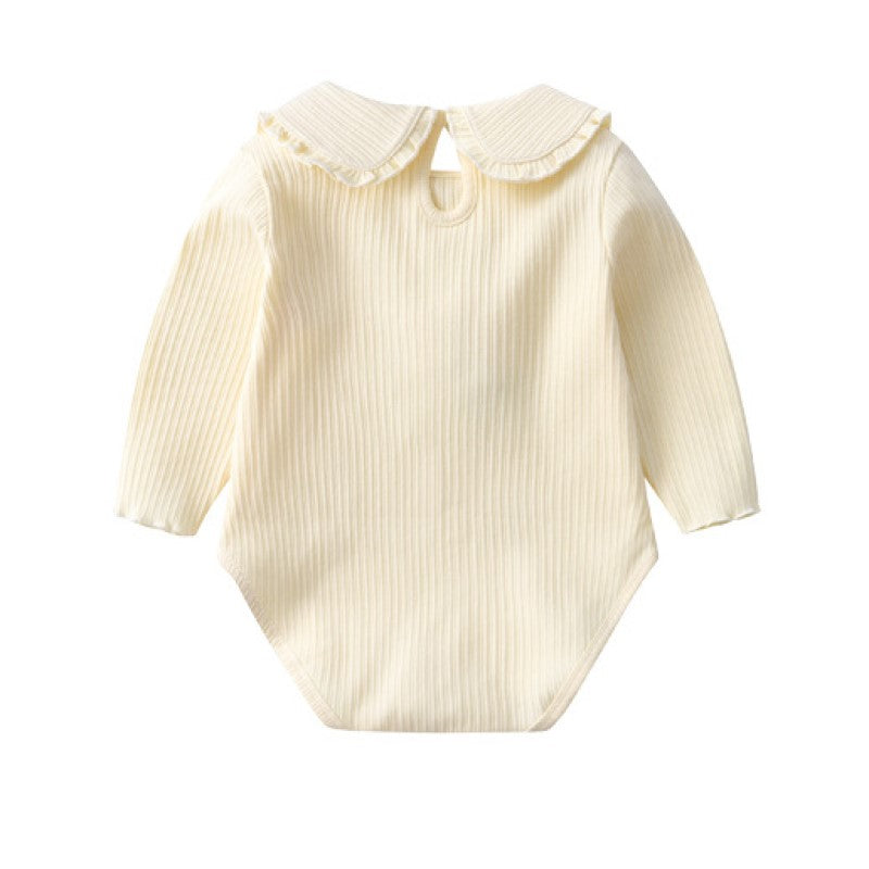 Infants Girls Yellow Peter Pan Collar Cotton Bodysuit