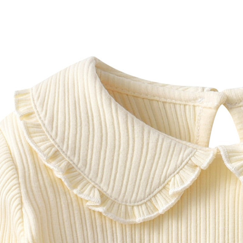Infants Girls Yellow Peter Pan Collar Cotton Bodysuit