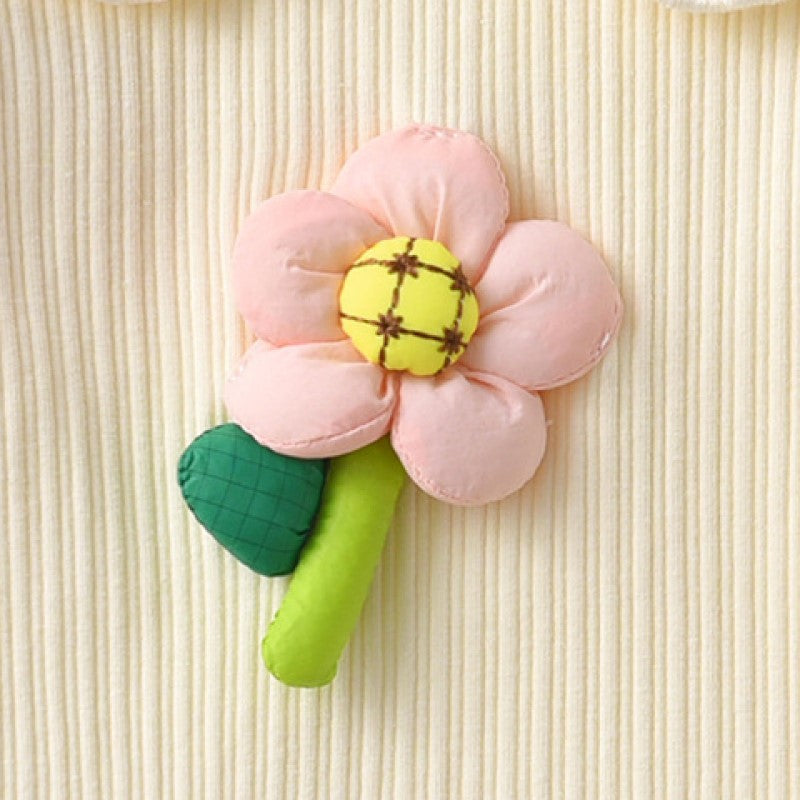 Infants Girls Yellow Peter Pan Collar Cotton Bodysuit