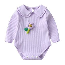 Infants Girls Purple Embellished Cotton Bodysuit