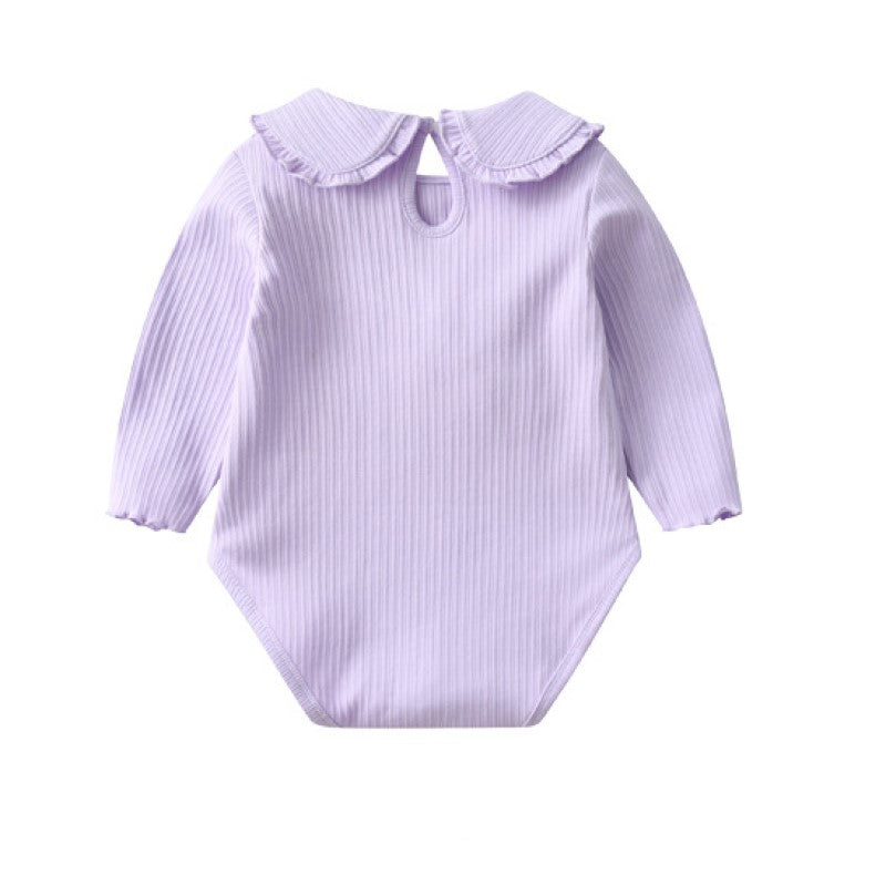 Infants Girls Purple Embellished Cotton Bodysuit