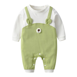 Infants Green Printed Cotton Rompers