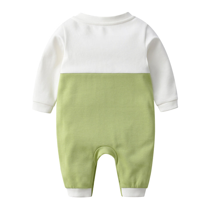 Infants Green Printed Cotton Rompers
