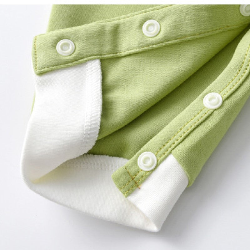 Infants Green Printed Cotton Rompers