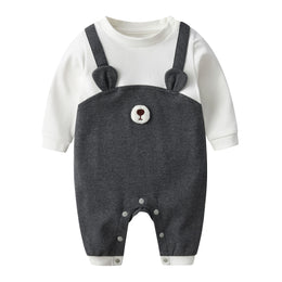 Infants Grey Long Sleeved Cotton Rompers