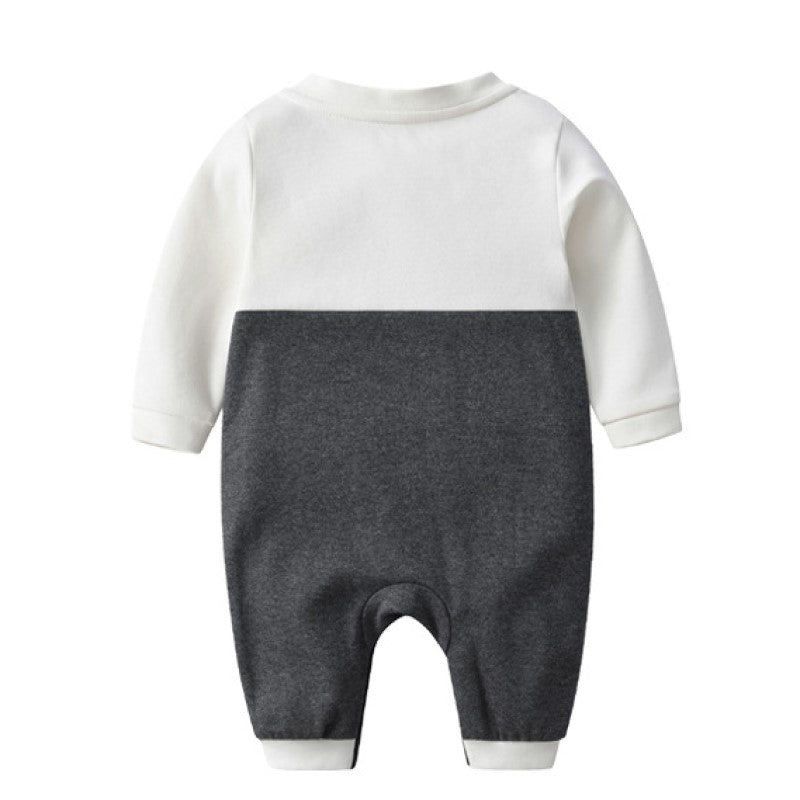Infants Grey Long Sleeved Cotton Rompers
