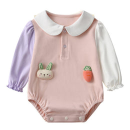 Pink Infants Girls Self Design Cotton Romper