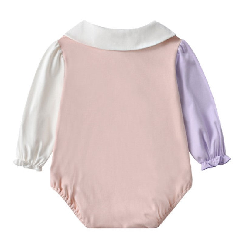 Pink Infants Girls Self Design Cotton Romper