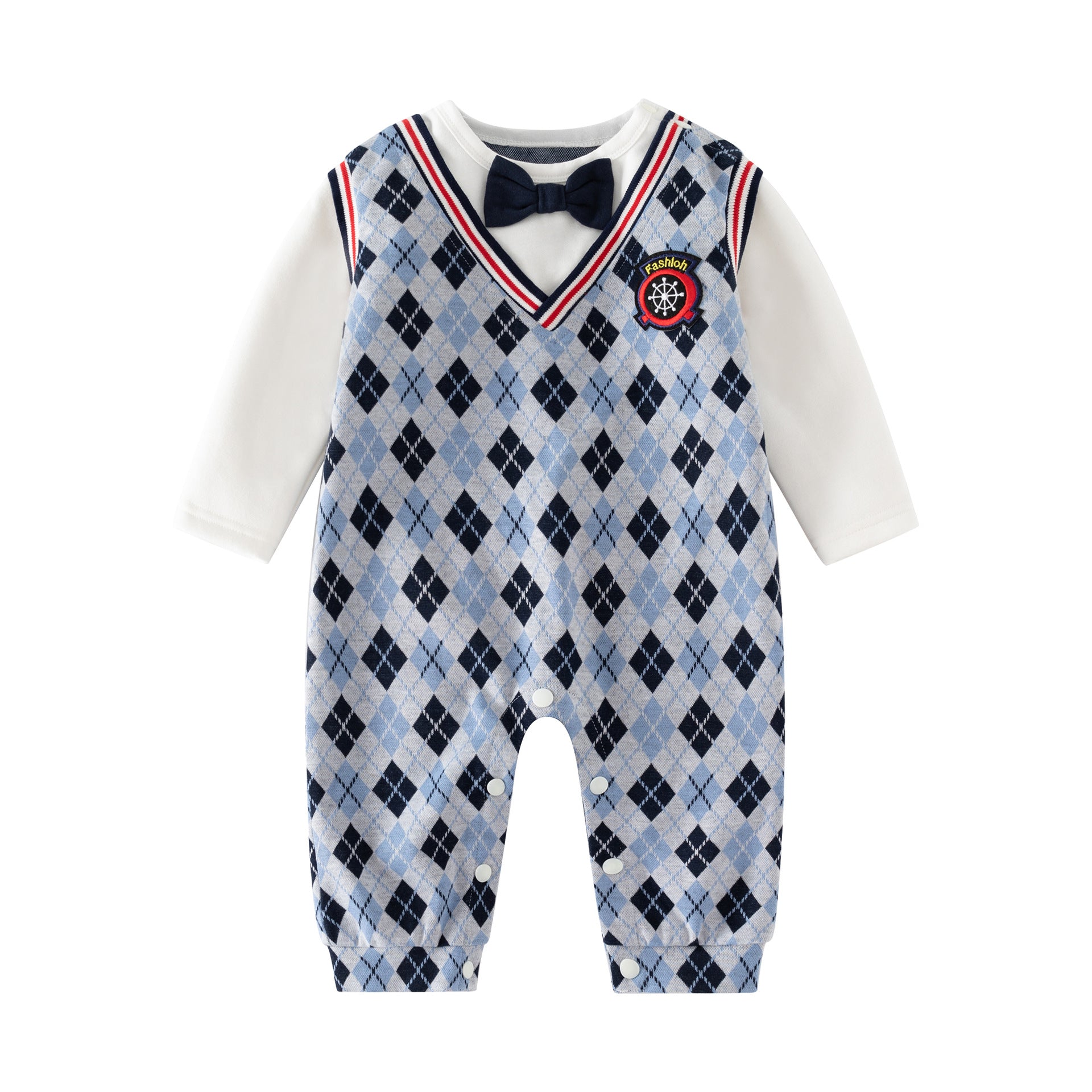 Infants Boys Checked Cotton Rompers