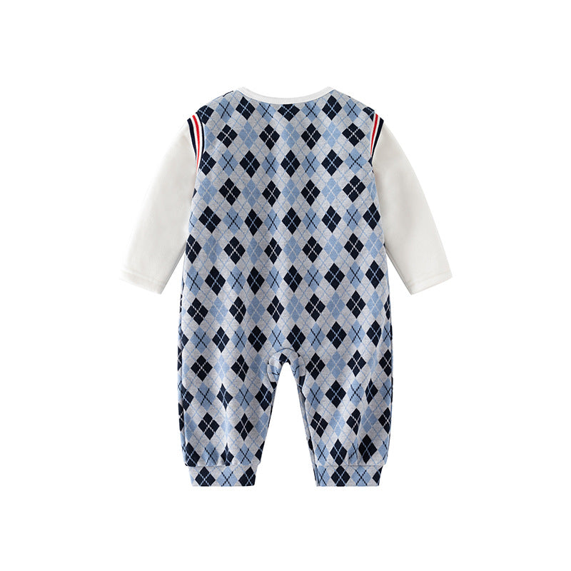 Infants Boys Checked Cotton Rompers