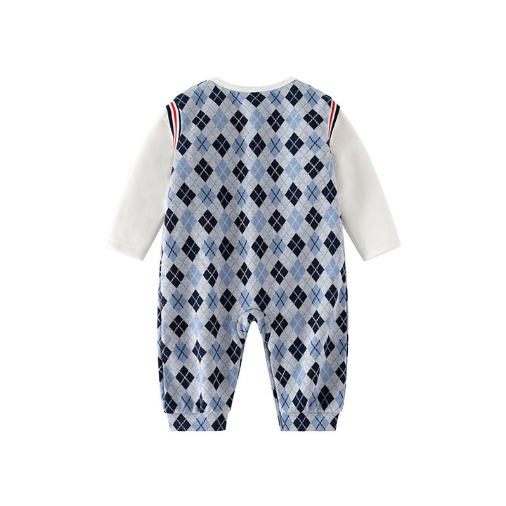 Infants Boys Checked Cotton Rompers