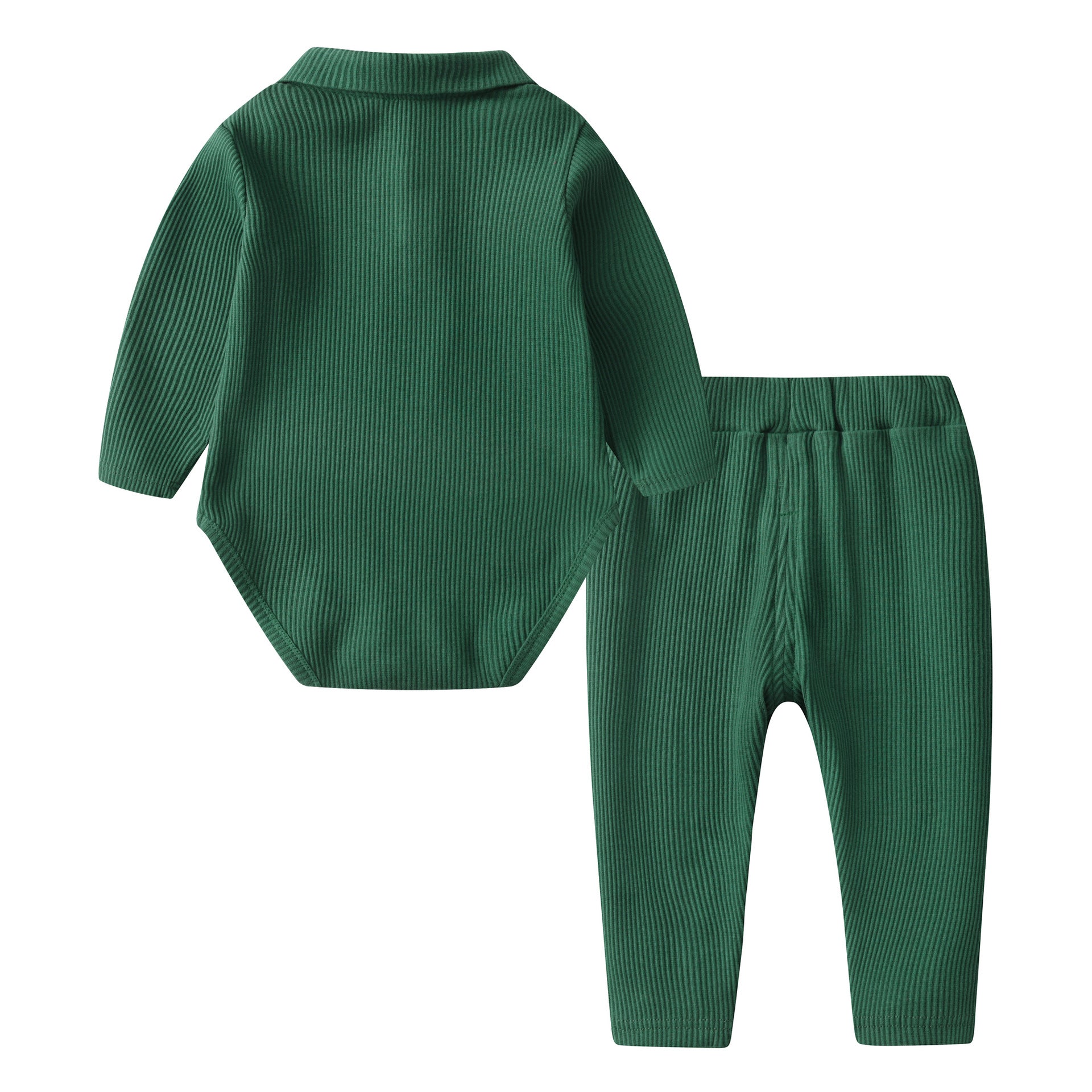 Kids Green Striped Pure Cotton Bodysuit with Pyjamas