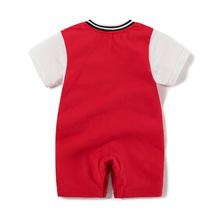 Infant Boys Red Printed Cotton Rompers