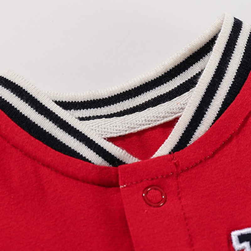 Infant Boys Red Printed Cotton Rompers