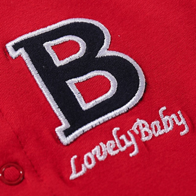 Infant Boys Red Printed Cotton Rompers