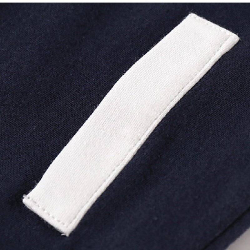 Infant Boys Navy Blue Mandarin Collar Cotton Rompers