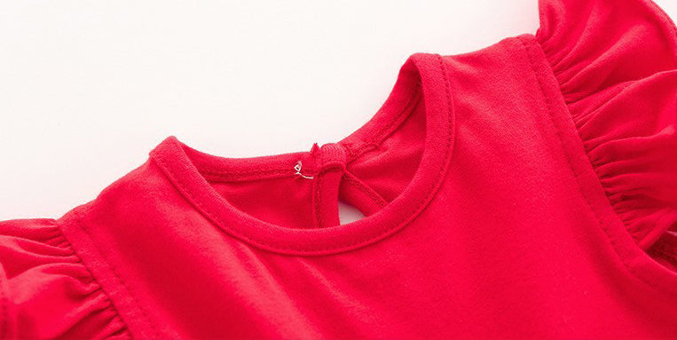 Girls Flared Sleeve Applique Net A-Line Midi Dress