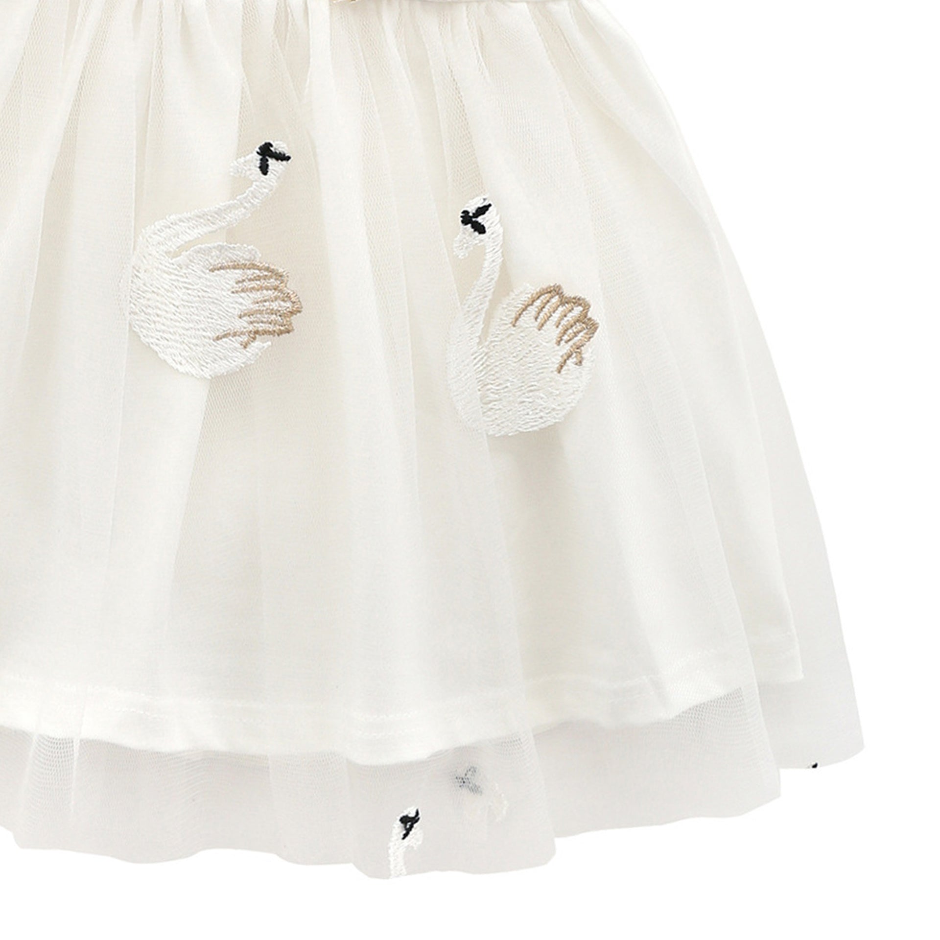 Girls Flared Sleeve Applique Net A-Line Midi Dress
