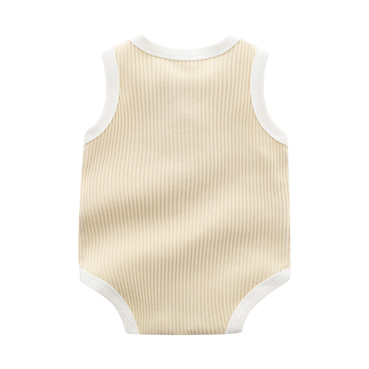 Infant Boys Beige Cotton Rompers