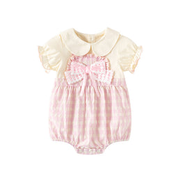 Infants Girls Checked Cotton Bodysuit