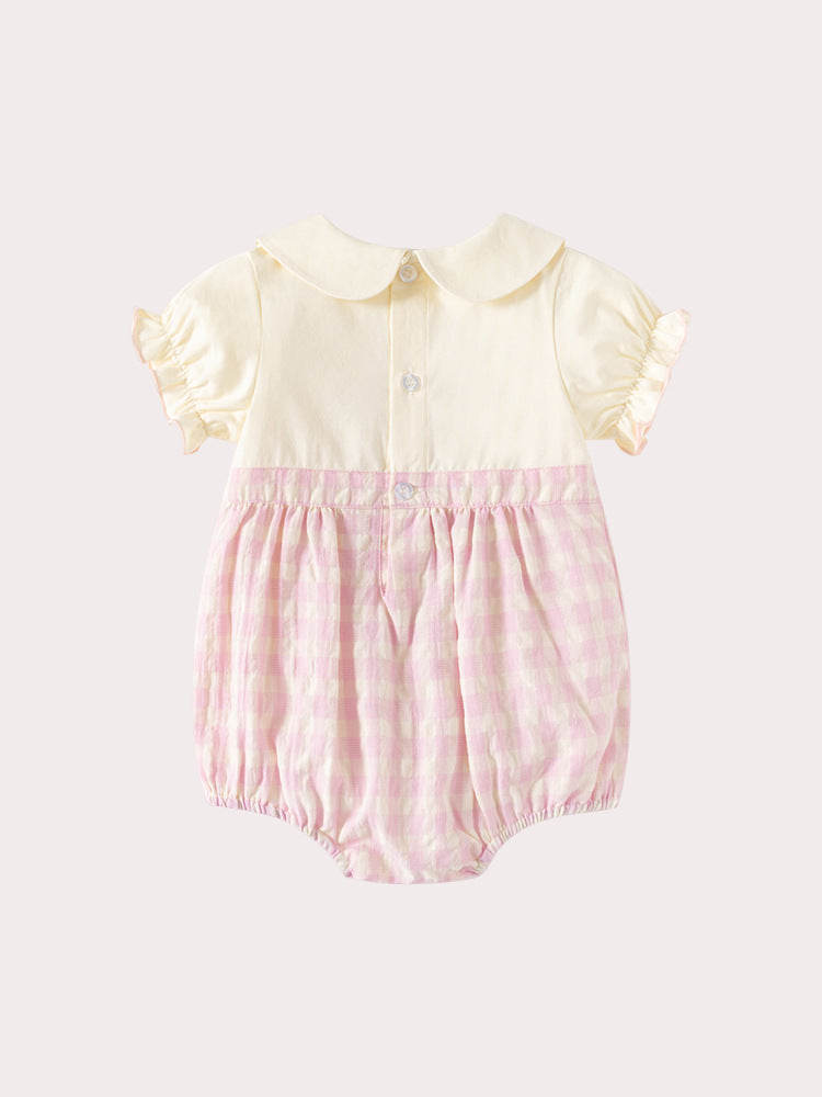 Infants Girls Checked Cotton Bodysuit