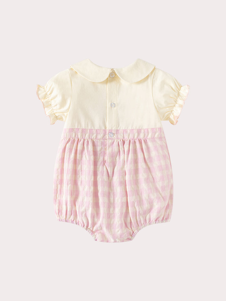 Infants Girls Checked Cotton Bodysuit