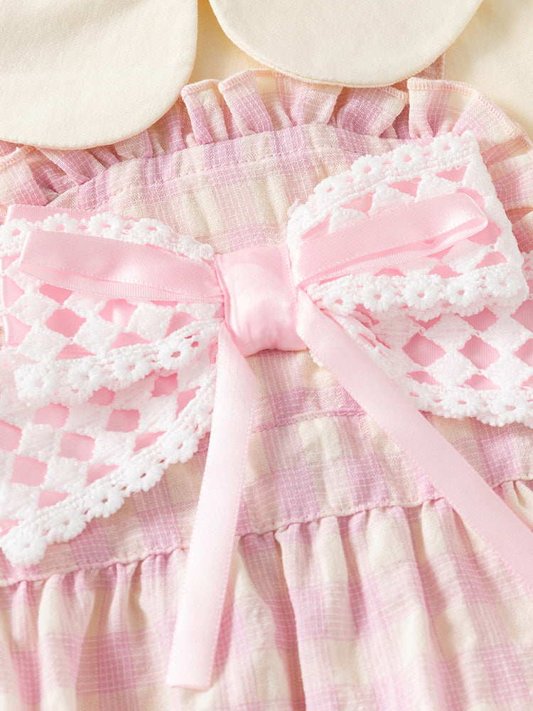 Infants Girls Checked Cotton Bodysuit