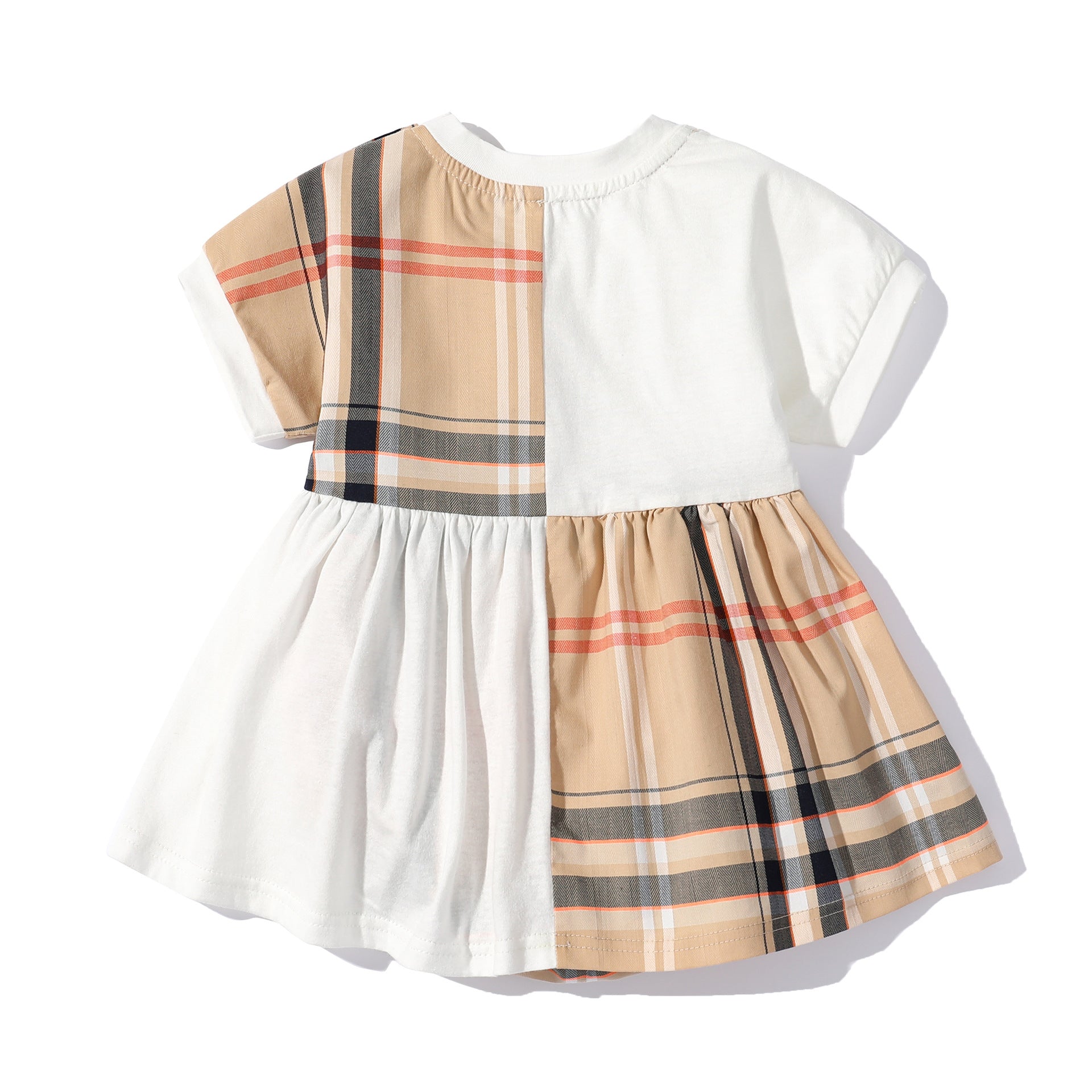 Infant Khaki Checked Frock Style Cotton Bodysuit
