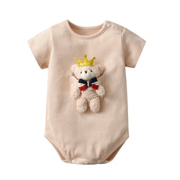 Infants Beige Self Design Cotton Bodysuit