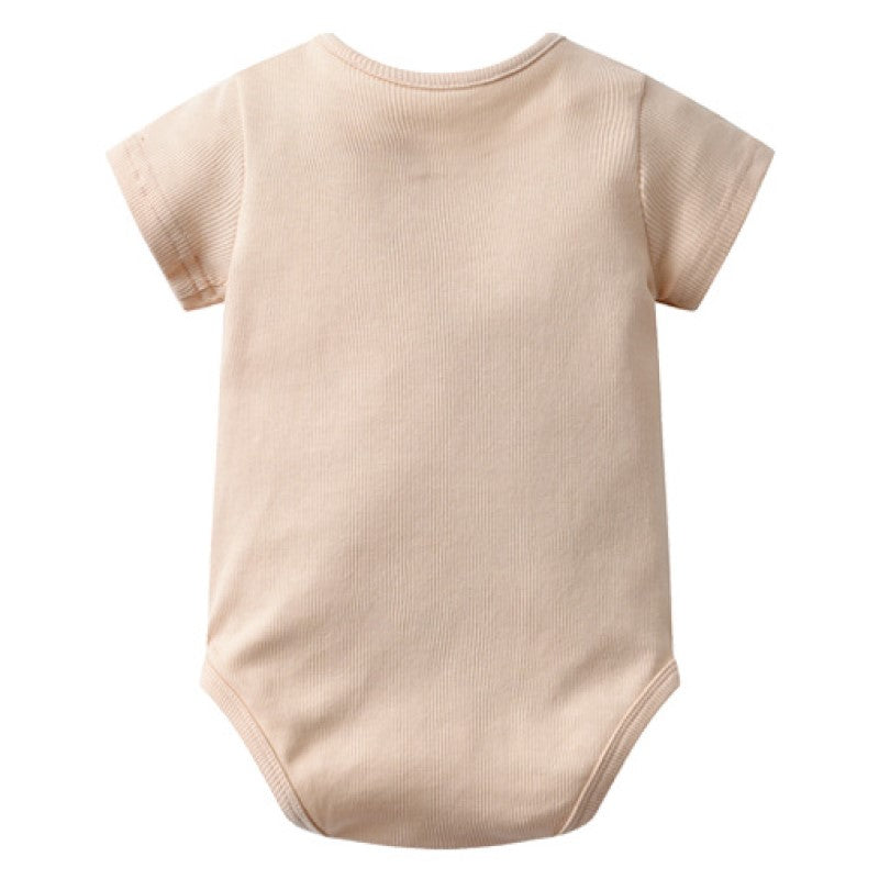 Infants Beige Self Design Cotton Bodysuit