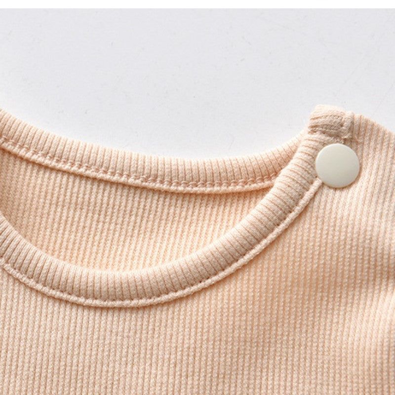 Infants Beige Self Design Cotton Bodysuit