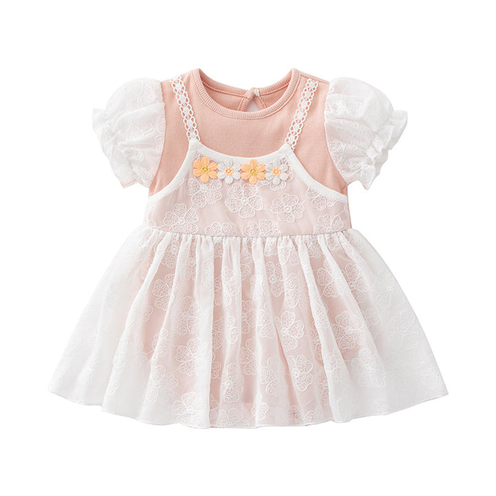 Infant Girls Pink Self Design Cotton Bodysuit