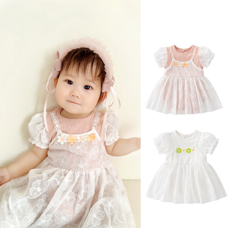 Infant Girls Pink Self Design Cotton Bodysuit