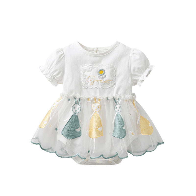 White Infant Girls Embroidered Cotton Bodysuit