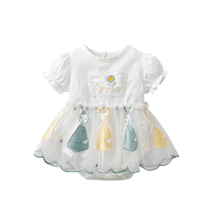 White Infant Girls Embroidered Cotton Bodysuit