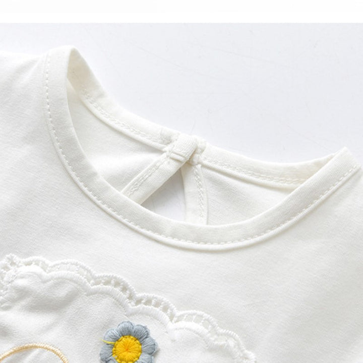White Infant Girls Embroidered Cotton Bodysuit