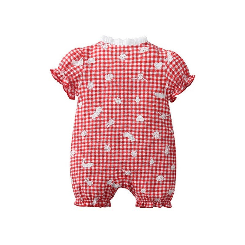 Infant Girls Checked Cotton Romper