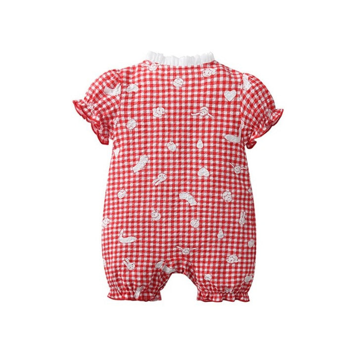 Infant Girls Checked Cotton Romper