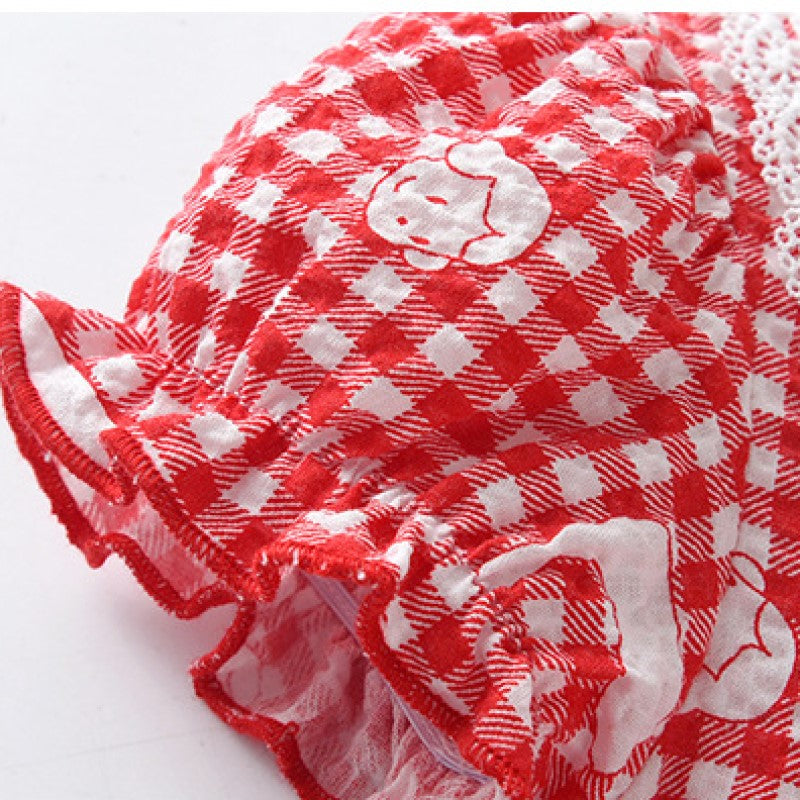 Infant Girls Checked Cotton Romper