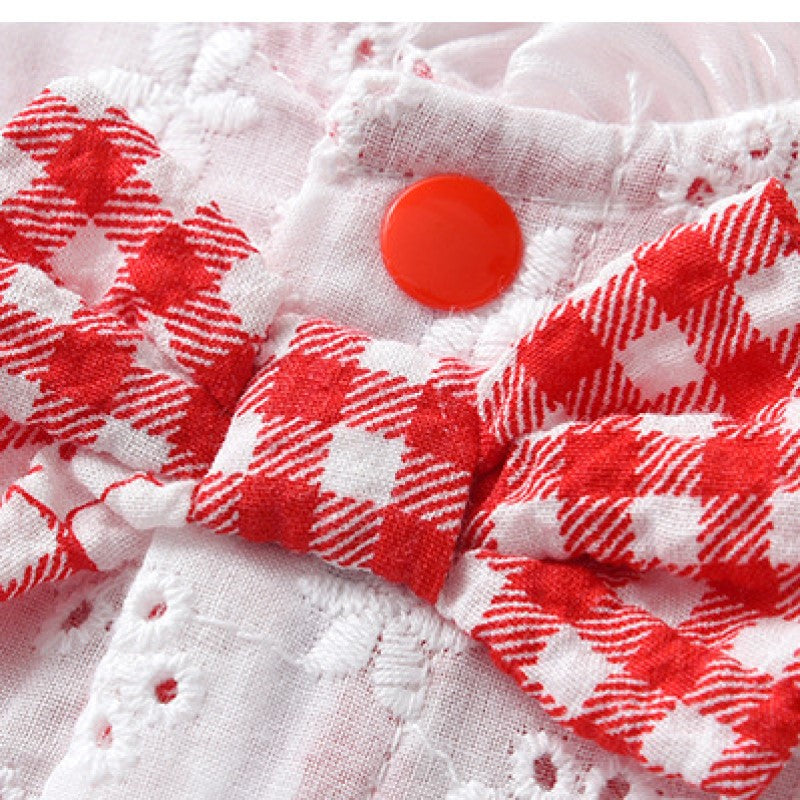 Infant Girls Checked Cotton Romper