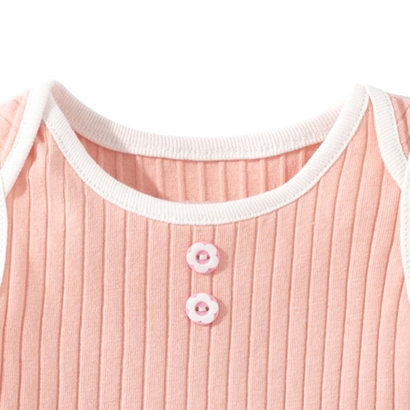 Pink Infant Girls Striped Cotton Bodysuit