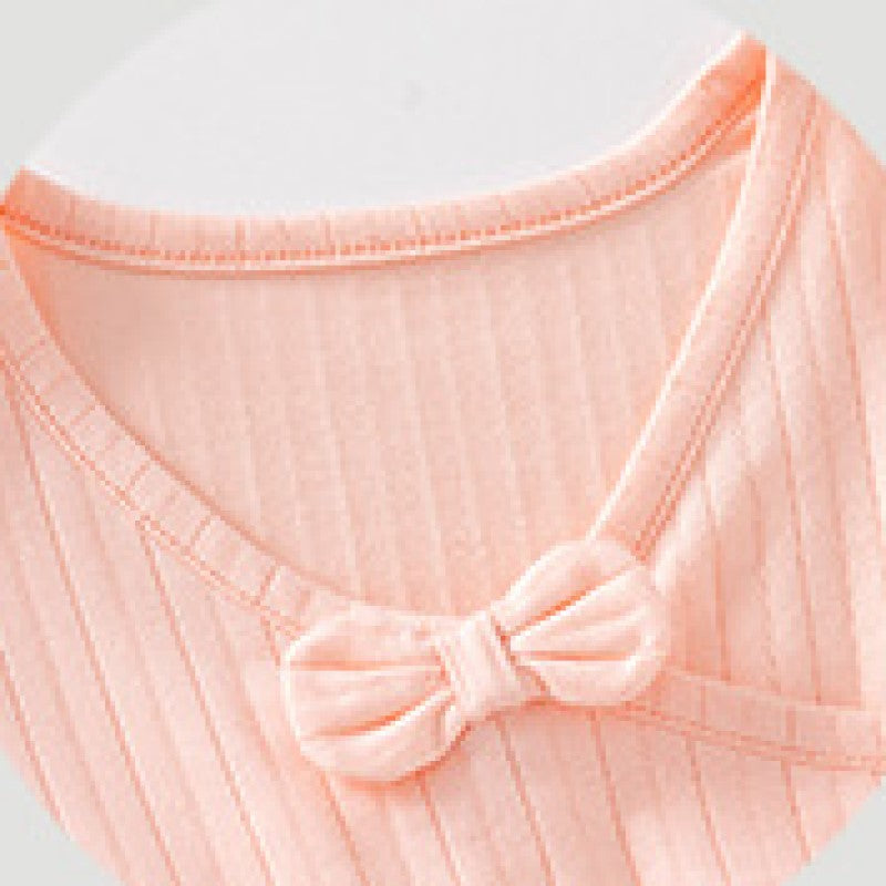 Girls Pink Ribbed Pure Cotton Top With Shorts