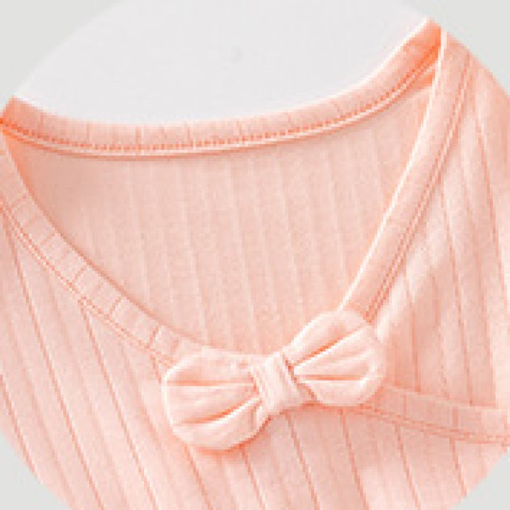 Girls Pink Ribbed Pure Cotton Top With Shorts