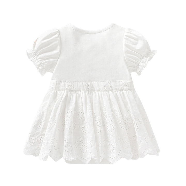 Infants White Self Design Cotton Bodysuit