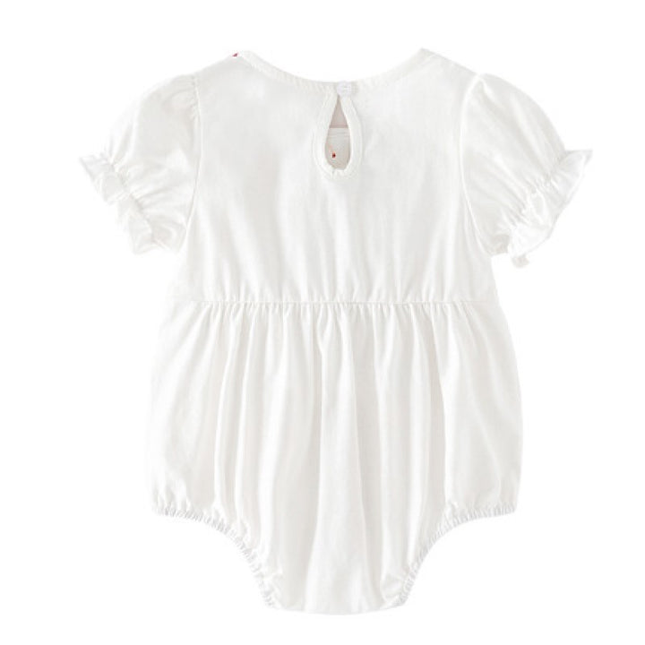 White Infant Girls Cotton Bow Applique Bodysuit