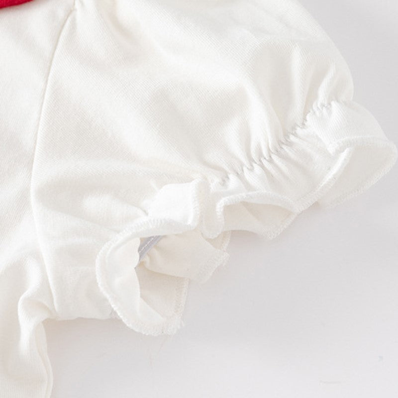 White Infant Girls Cotton Bow Applique Bodysuit