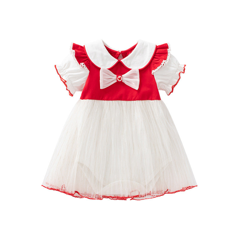 White Infants Girls Colourblocked Gathered Cotton Bodysuit
