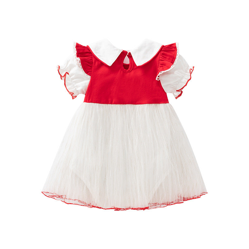 White Infants Girls Colourblocked Gathered Cotton Bodysuit