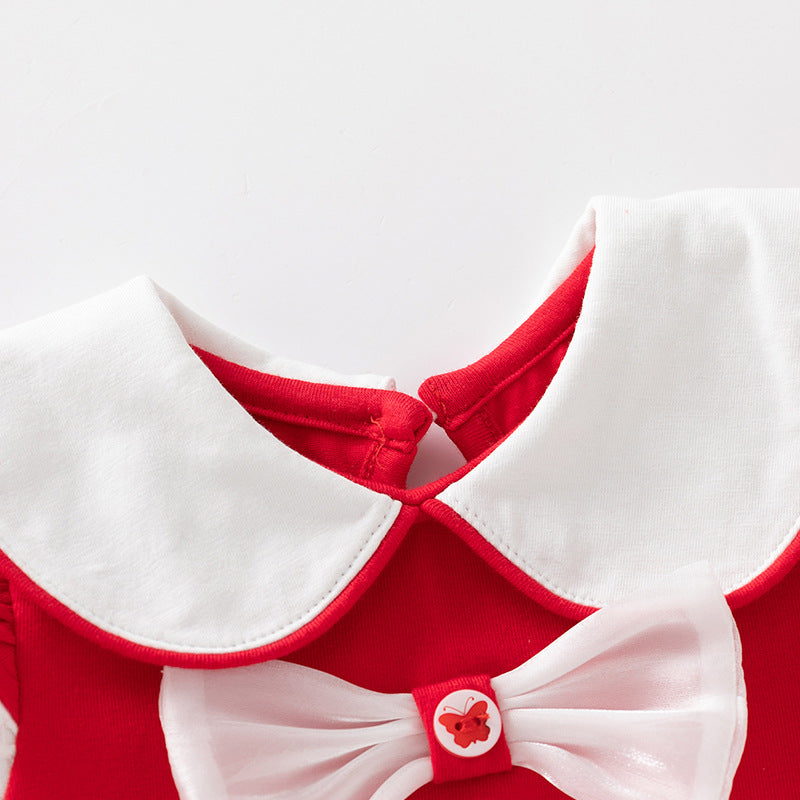 White Infants Girls Colourblocked Gathered Cotton Bodysuit