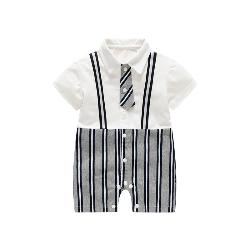 Infant Boys Striped Cotton Romper
